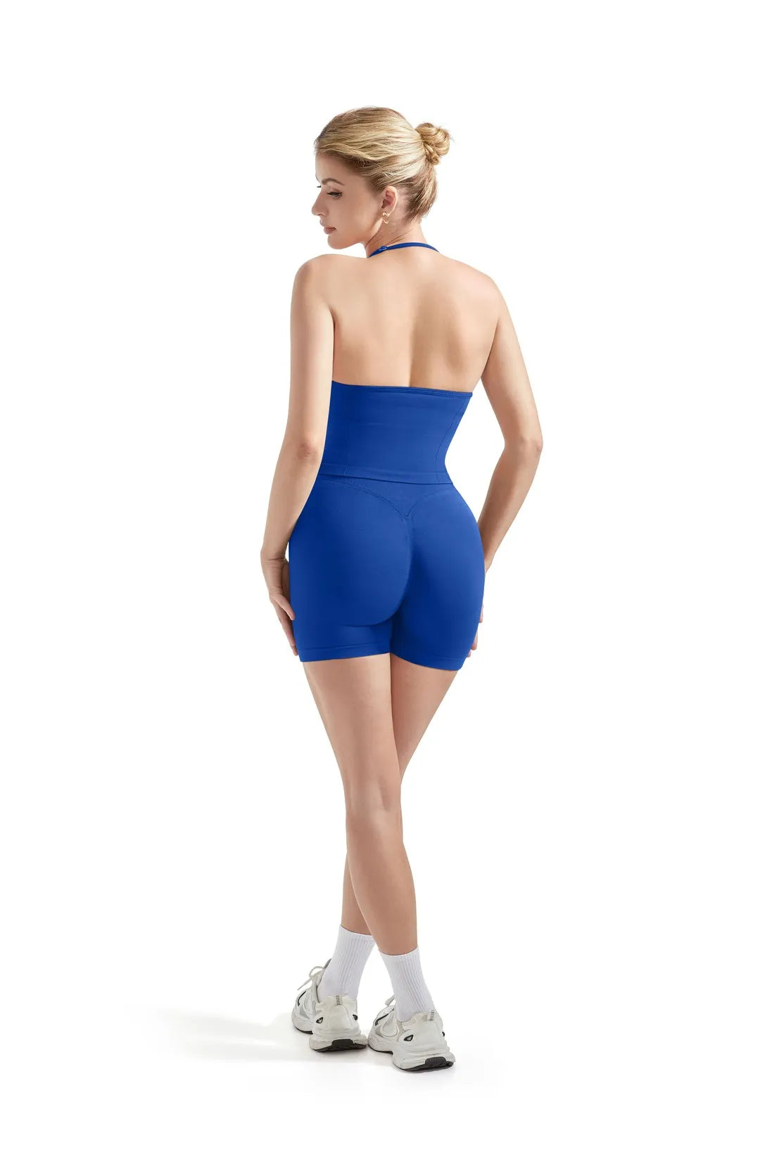 Ribbed Halter Backless Workout Set