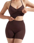 Ribbed Halter Backless Workout Set