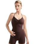 Ribbed Halter Backless Workout Set