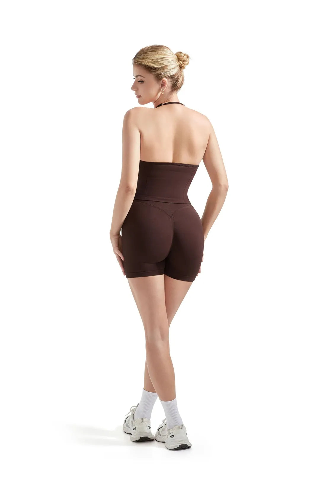 Ribbed Halter Backless Workout Set