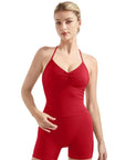 Ribbed Halter Backless Workout Set