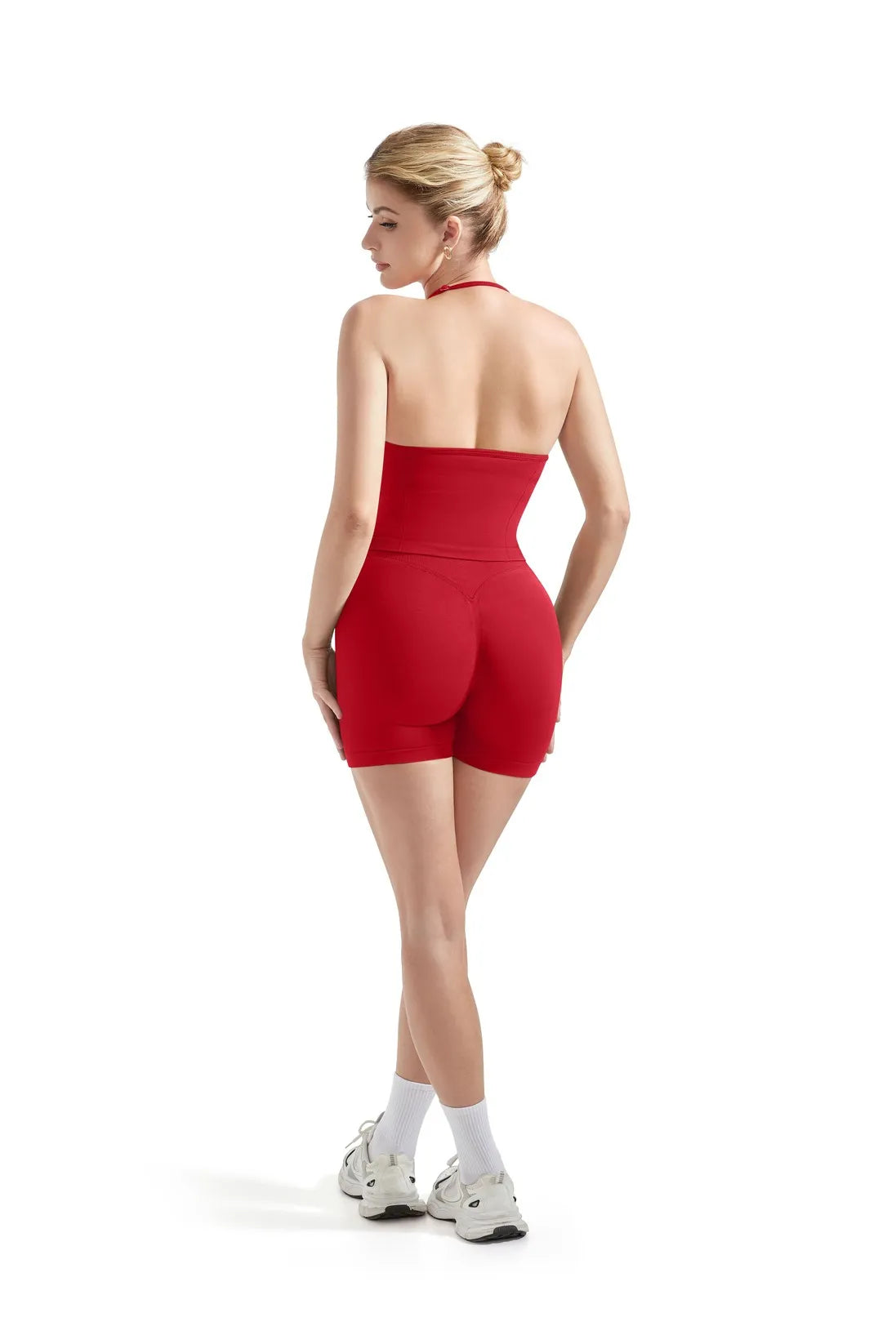 Ribbed Halter Backless Workout Set