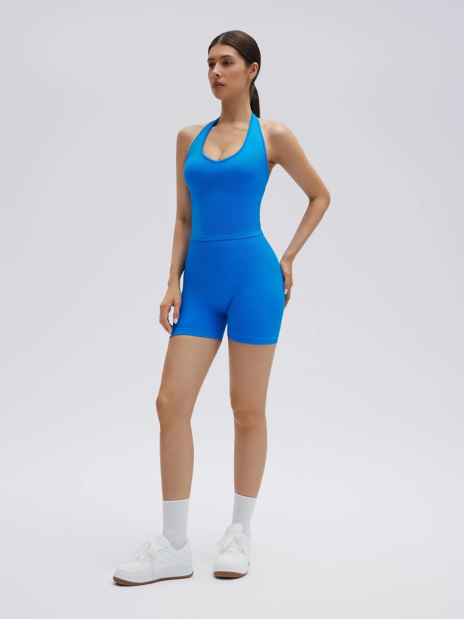 SUUKSESS Womens 2 Piece Workout Sets Padded Halter Tank Top Gym Sets Seamless Tummy Control Biker Shorts for Athletic-SUUKSESS-SUUKSESS