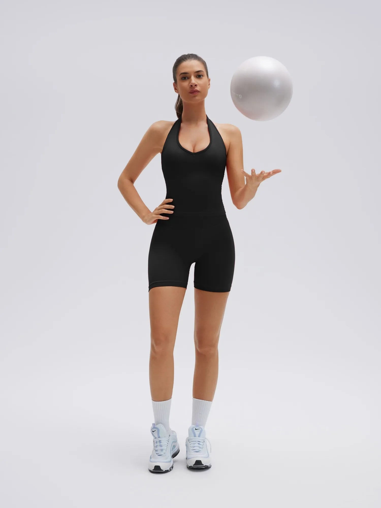 SUUKSESS Womens 2 Piece Workout Sets Padded Halter Tank Top Gym Sets Seamless Tummy Control Biker Shorts for Athletic-SUUKSESS-SUUKSESS