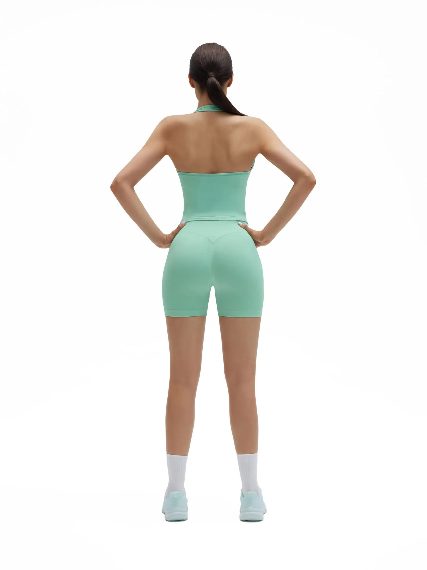 SUUKSESS Womens 2 Piece Workout Sets Padded Halter Tank Top Gym Sets Seamless Tummy Control Biker Shorts for Athletic-SUUKSESS-SUUKSESS