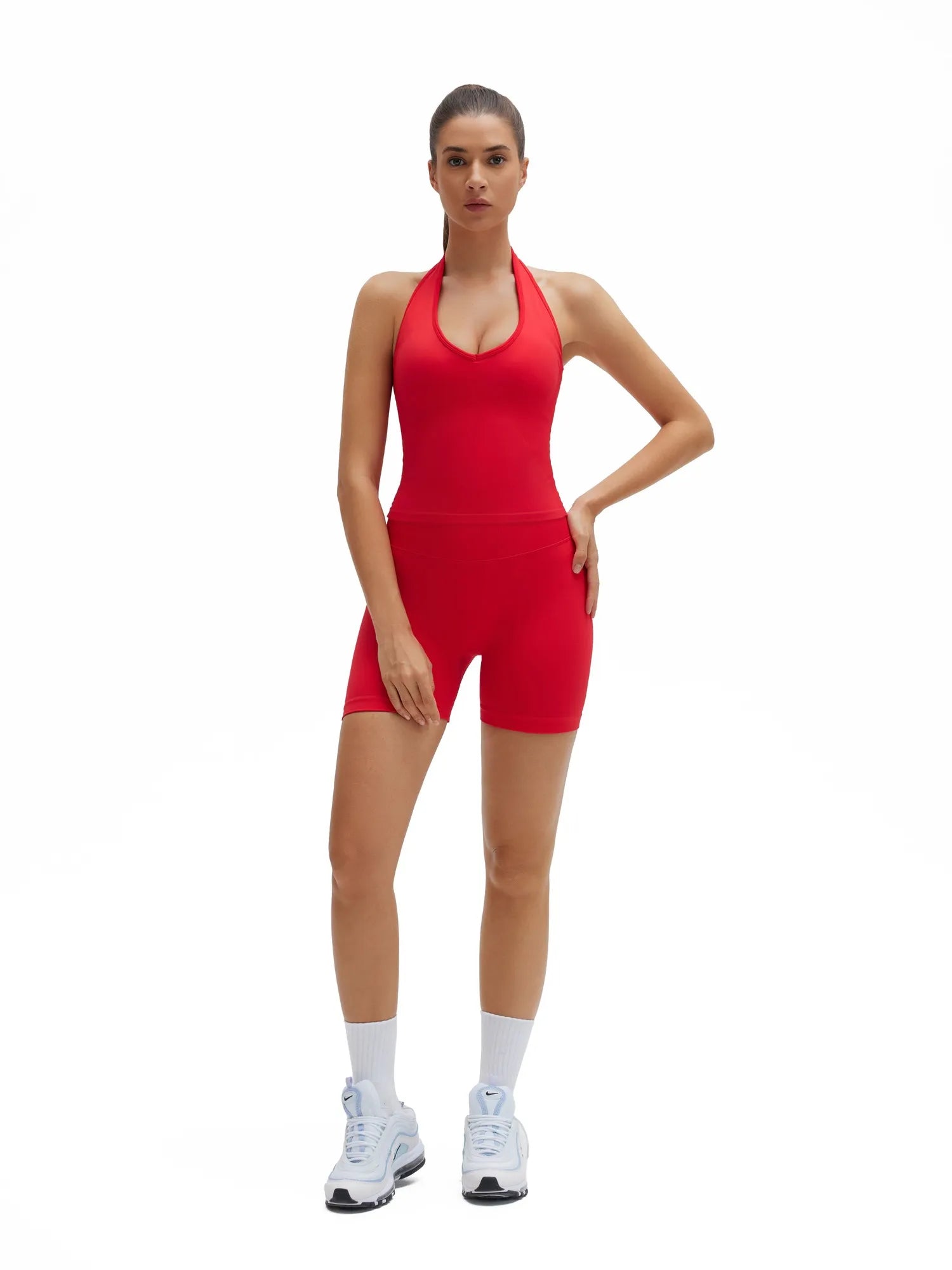 SUUKSESS Womens 2 Piece Workout Sets Padded Halter Tank Top Gym Sets Seamless Tummy Control Biker Shorts for Athletic-SUUKSESS-SUUKSESS