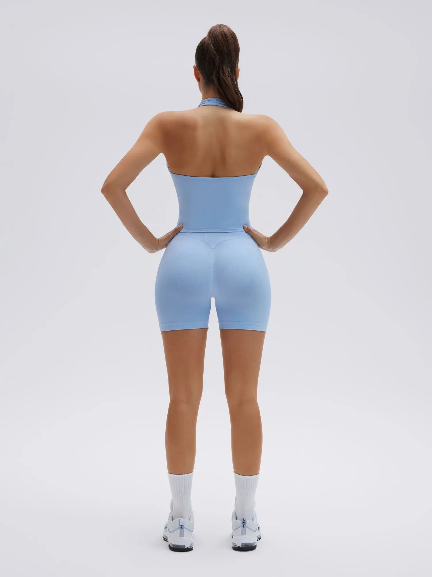 SUUKSESS Womens 2 Piece Workout Sets Padded Halter Tank Top Gym Sets Seamless Tummy Control Biker Shorts for Athletic-SUUKSESS-SUUKSESS