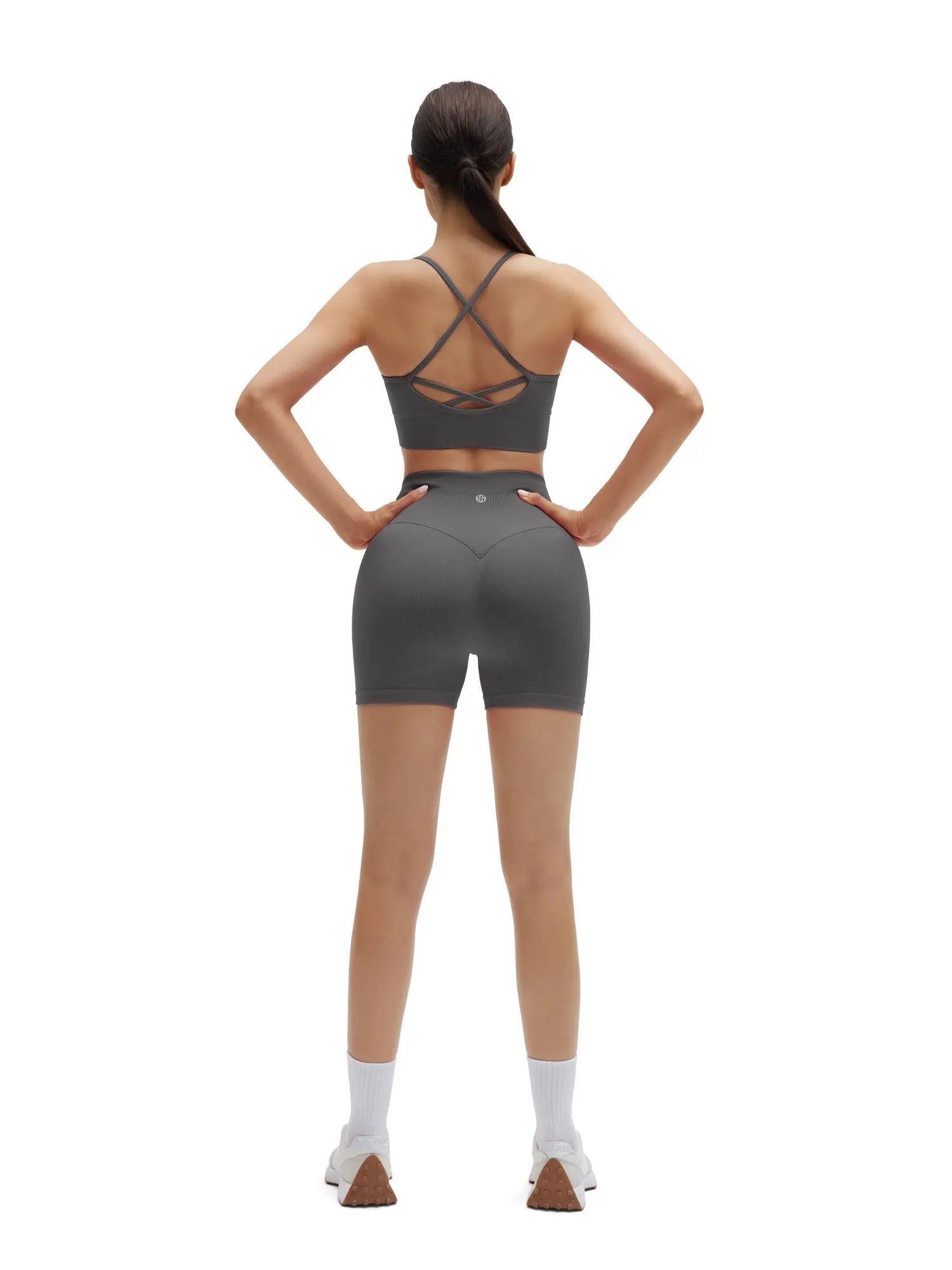 SUUKSESS Women Seamless 2 Piece Workout Sets Criss Cross Sports Bra High Waist Booty Shorts-SUUKSESS-SUUKSESS