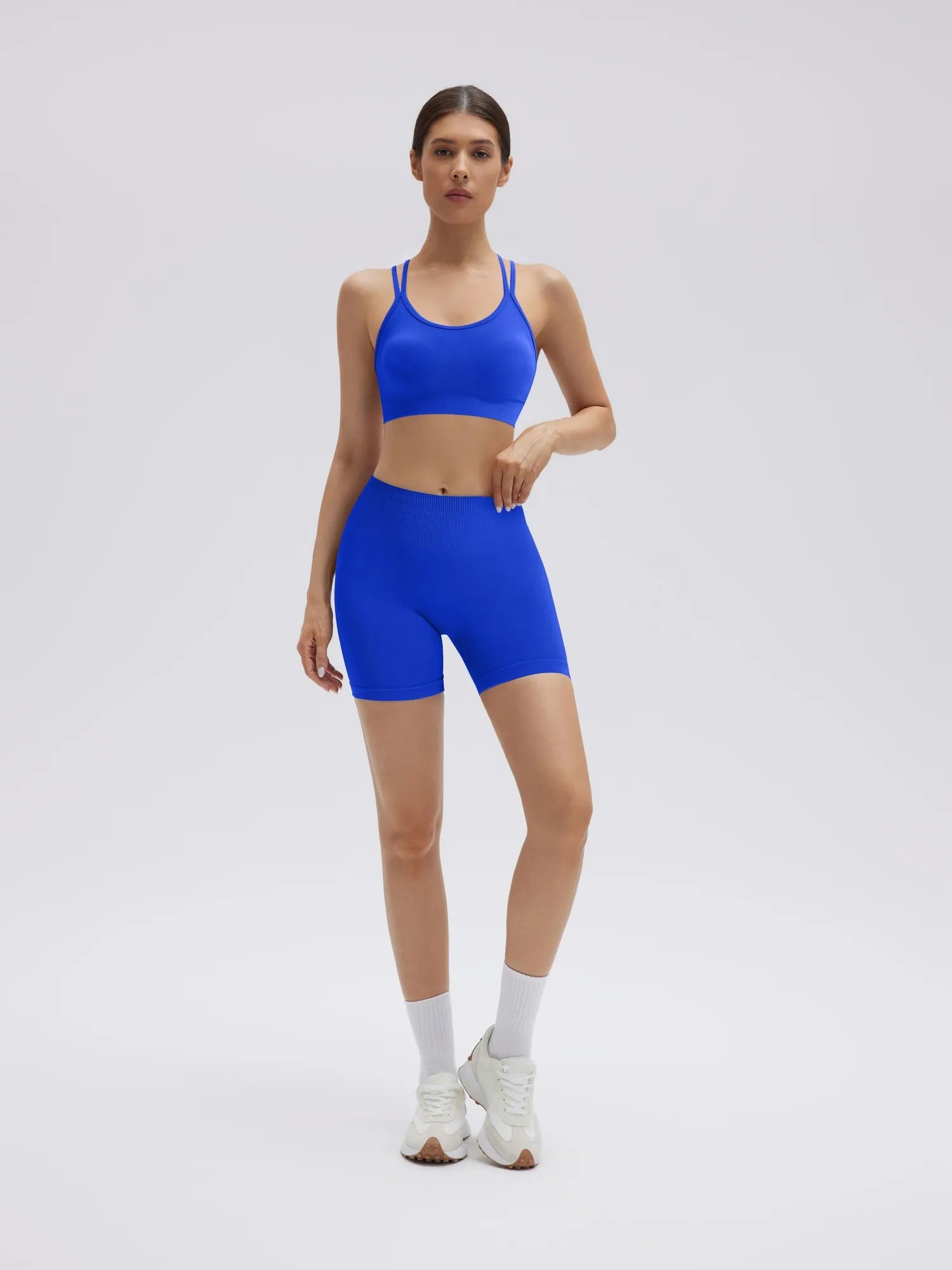 Double Strappy Sports Bra Workout Sets-SUUKSESS-Blue-XS-SUUKSESS
