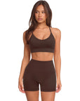 Racerback Sports Bras Workout Set-SUUKSESS-Brown-XS-SUUKSESS