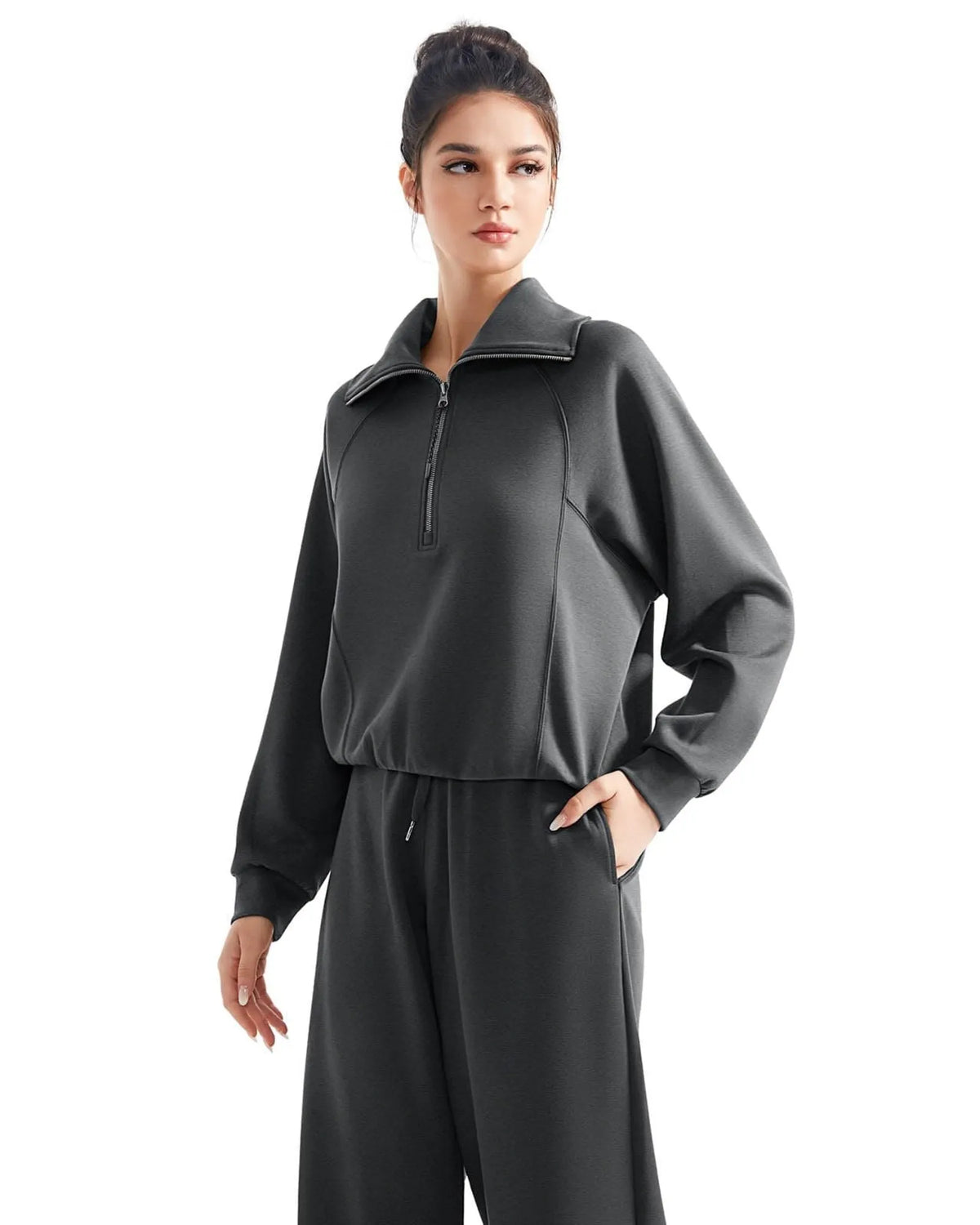 Ensemble de détente en modal avec col demi-zippé