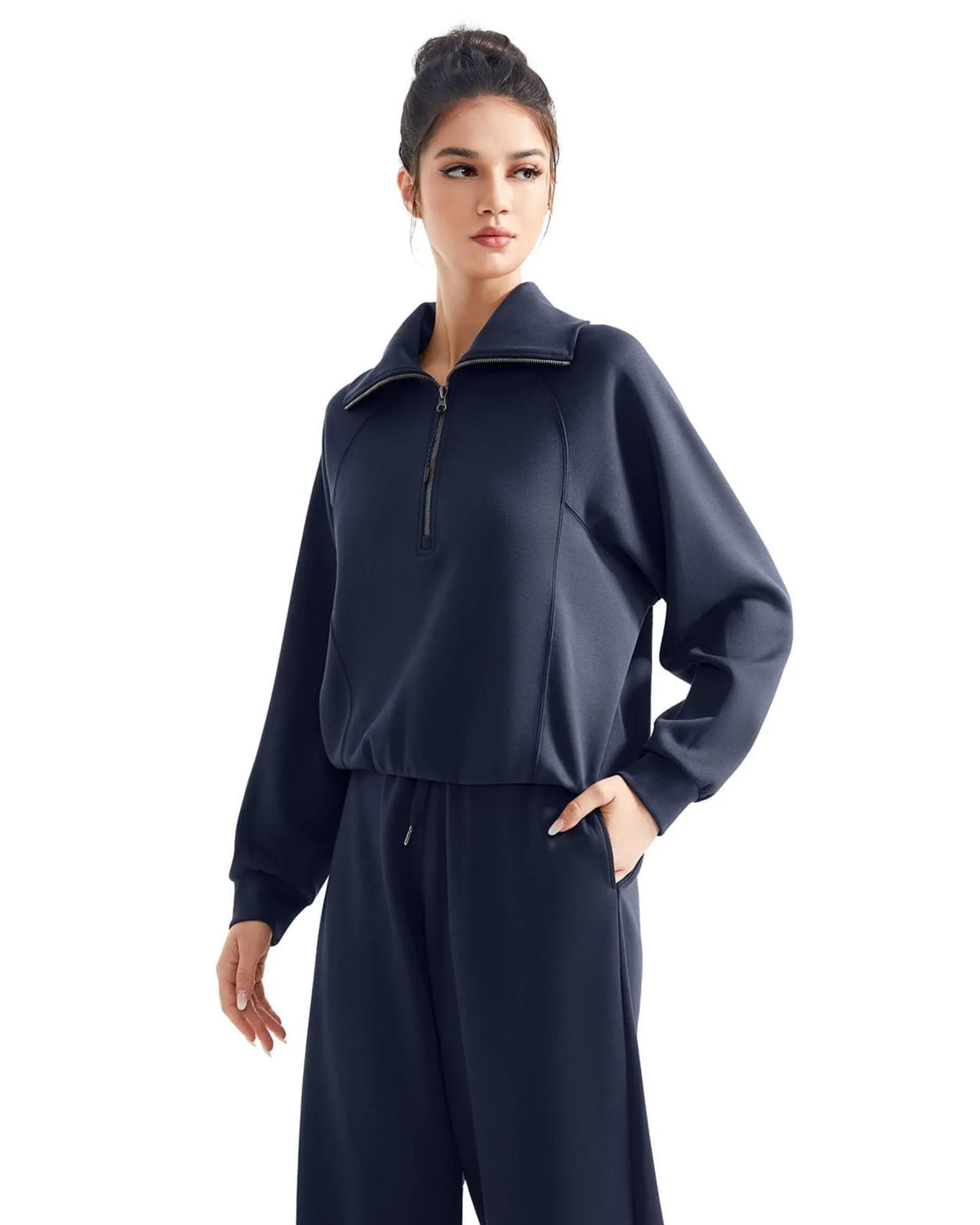 Ensemble de détente en modal avec col demi-zippé