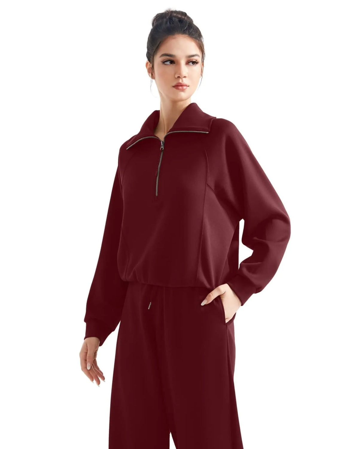 Ensemble de détente en modal avec col demi-zippé
