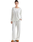 Ribbed Pajama Set-SUUKSESS-White-S-SUUKSESS