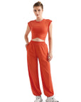 Sleeveless Crop Top Lounge Workout Set-SUUKSESS-SUUKSESS