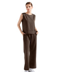 Modal Sleeveless Lounge Set-Set-SUUKSESS-Brown-XS-SUUKSESS