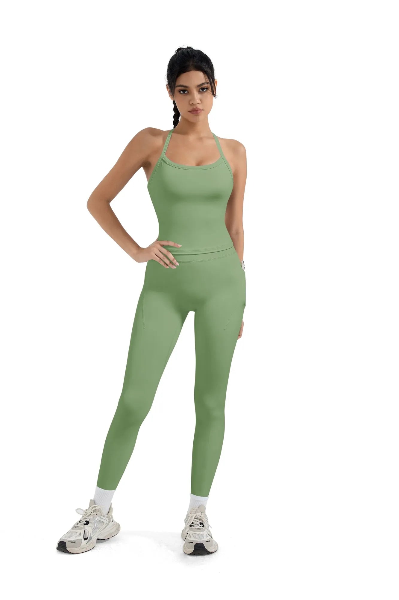 Halter Tank Top Leggings Workout Set-Activewear-SUUKSESS-SUUKSESS
