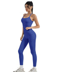 SUUKSESS Women 2 Piece Workout Sets Compression Tummy Control Leggings with Pockets Halter Built in Bra Tank Tops-SUUKSESS-SUUKSESS