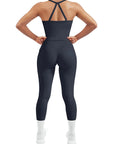 SUUKSESS Women 2 Piece Workout Sets Compression Tummy Control Leggings with Pockets Halter Built in Bra Tank Tops-SUUKSESS-SUUKSESS