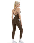 SUUKSESS Women 2 Piece Workout Sets Booty Leggings with Pockets Padded Tank Tops-SUUKSESS-SUUKSESS