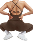 SUUKSESS Women 2 Piece Workout Sets Booty Leggings with Pockets Padded Tank Tops-SUUKSESS-SUUKSESS