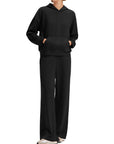 SUUKSESS Women 2 Piece Sets 2025 Oversized Hoodie Sweatshirt Wide Leg Sweatpants-SUUKSESS-Black-XS-SUUKSESS
