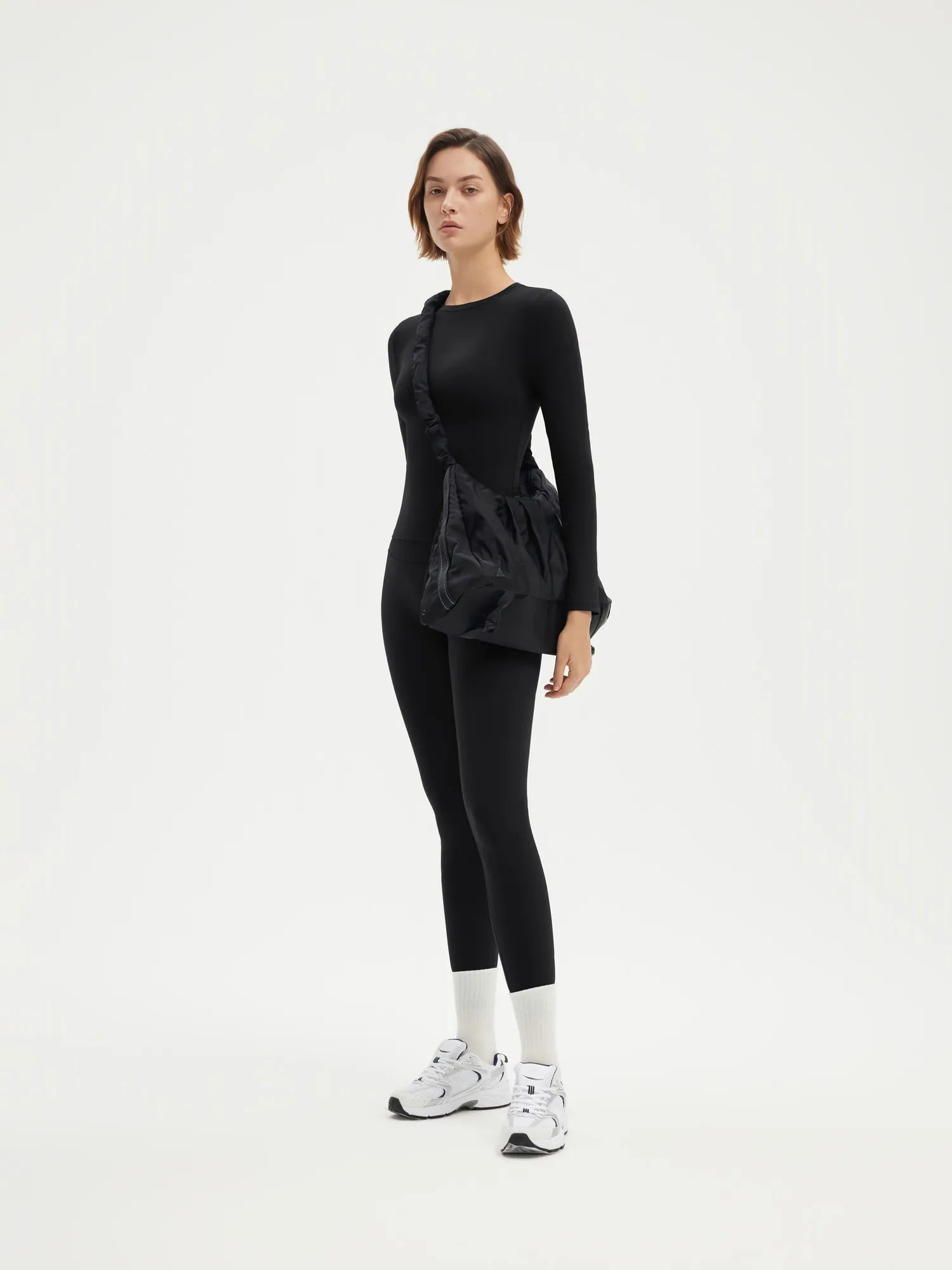 SUUKSESS Women 2 Piece Workout Set Tummy Control Legging Long Sleeve Workout Top-SUUKSESS-SUUKSESS