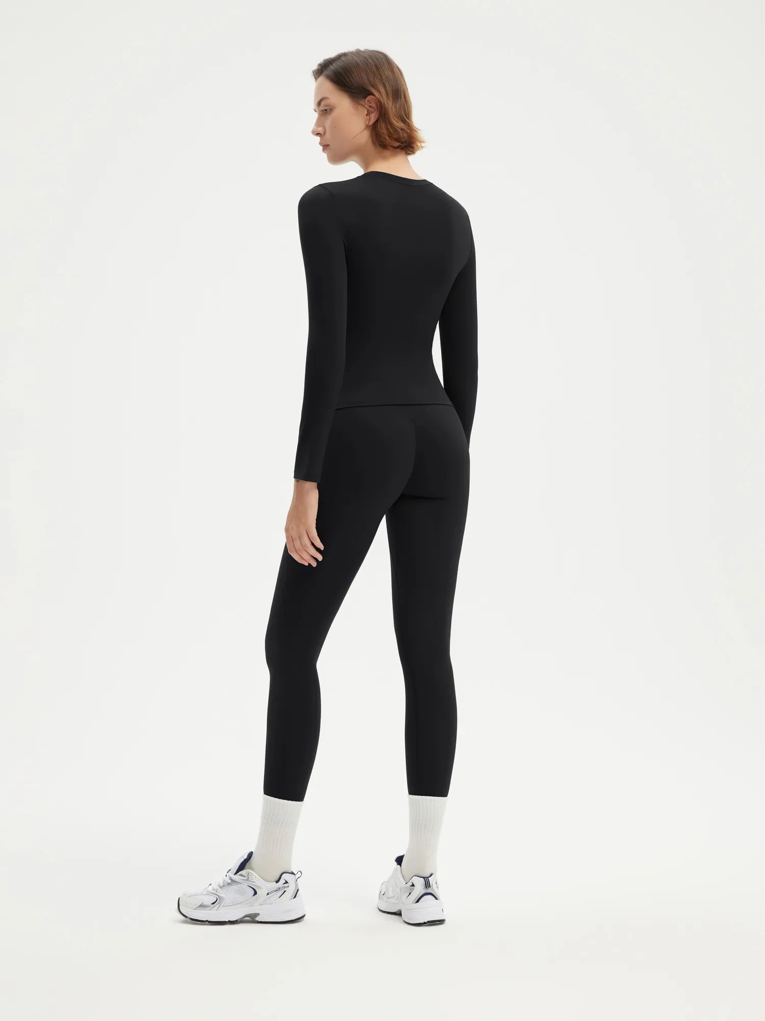 SUUKSESS Women 2 Piece Workout Set Tummy Control Legging Long Sleeve Workout Top-SUUKSESS-SUUKSESS