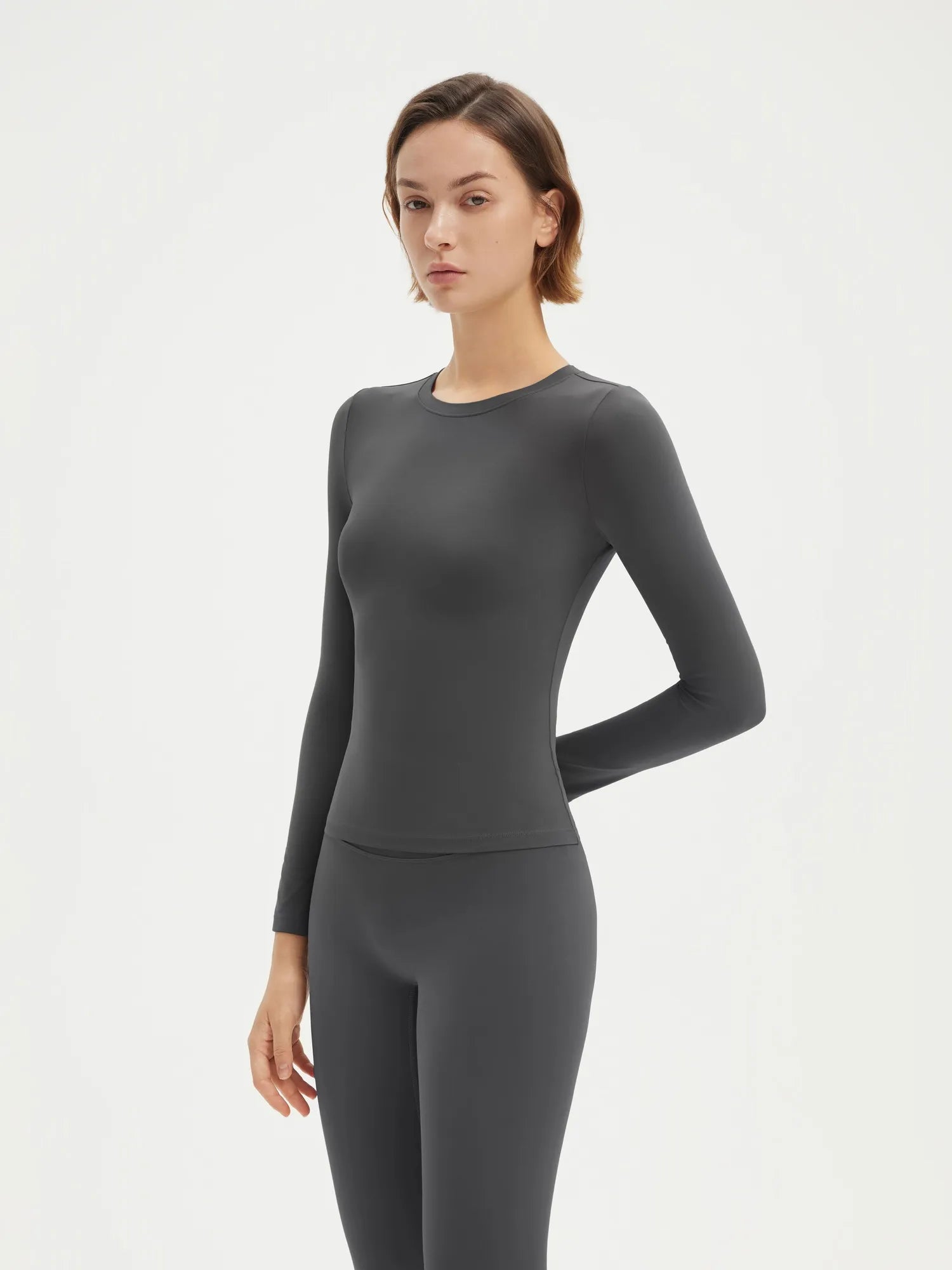 SUUKSESS Women 2 Piece Workout Set Tummy Control Legging Long Sleeve Workout Top-SUUKSESS-SUUKSESS