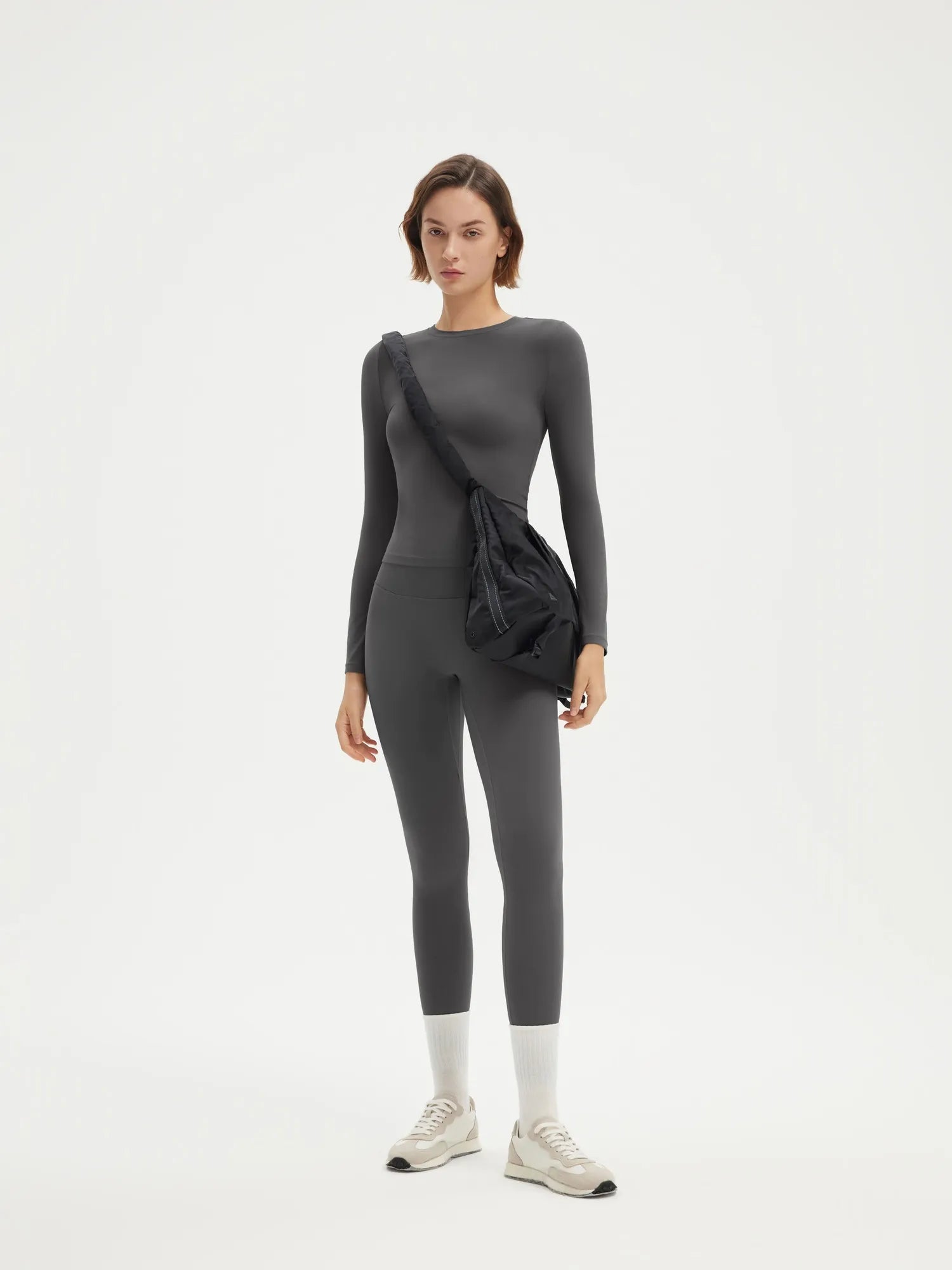 SUUKSESS Women 2 Piece Workout Set Tummy Control Legging Long Sleeve Workout Top-SUUKSESS-SUUKSESS