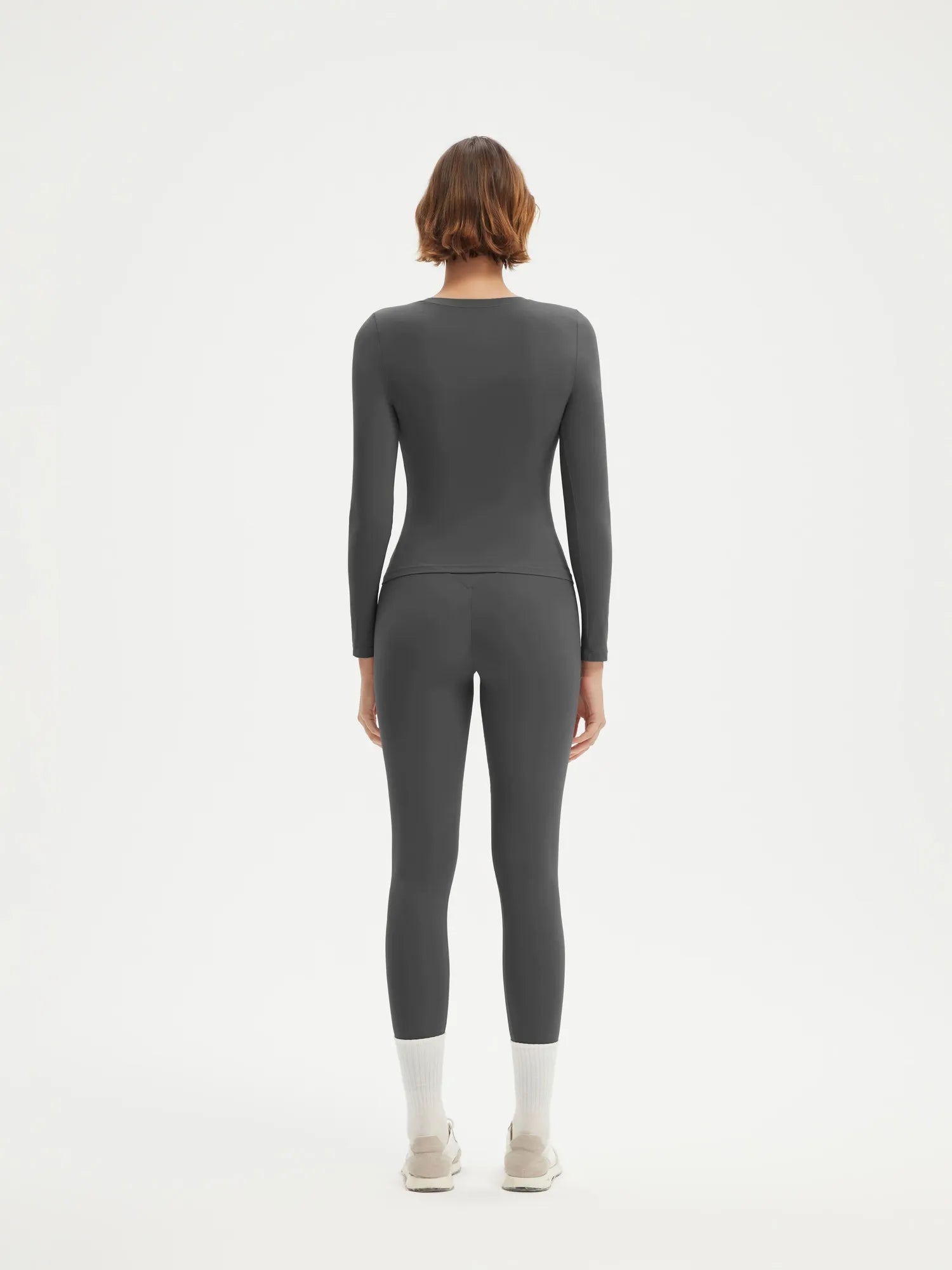 SUUKSESS Women 2 Piece Workout Set Tummy Control Legging Long Sleeve Workout Top-SUUKSESS-SUUKSESS