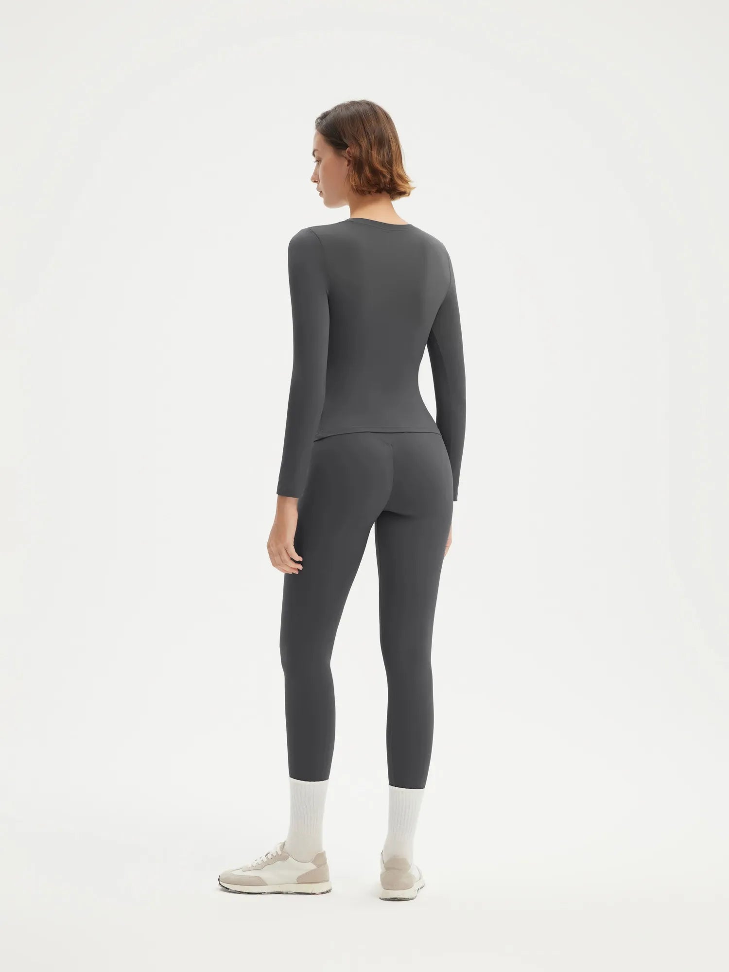 SUUKSESS Women 2 Piece Workout Set Tummy Control Legging Long Sleeve Workout Top-SUUKSESS-SUUKSESS