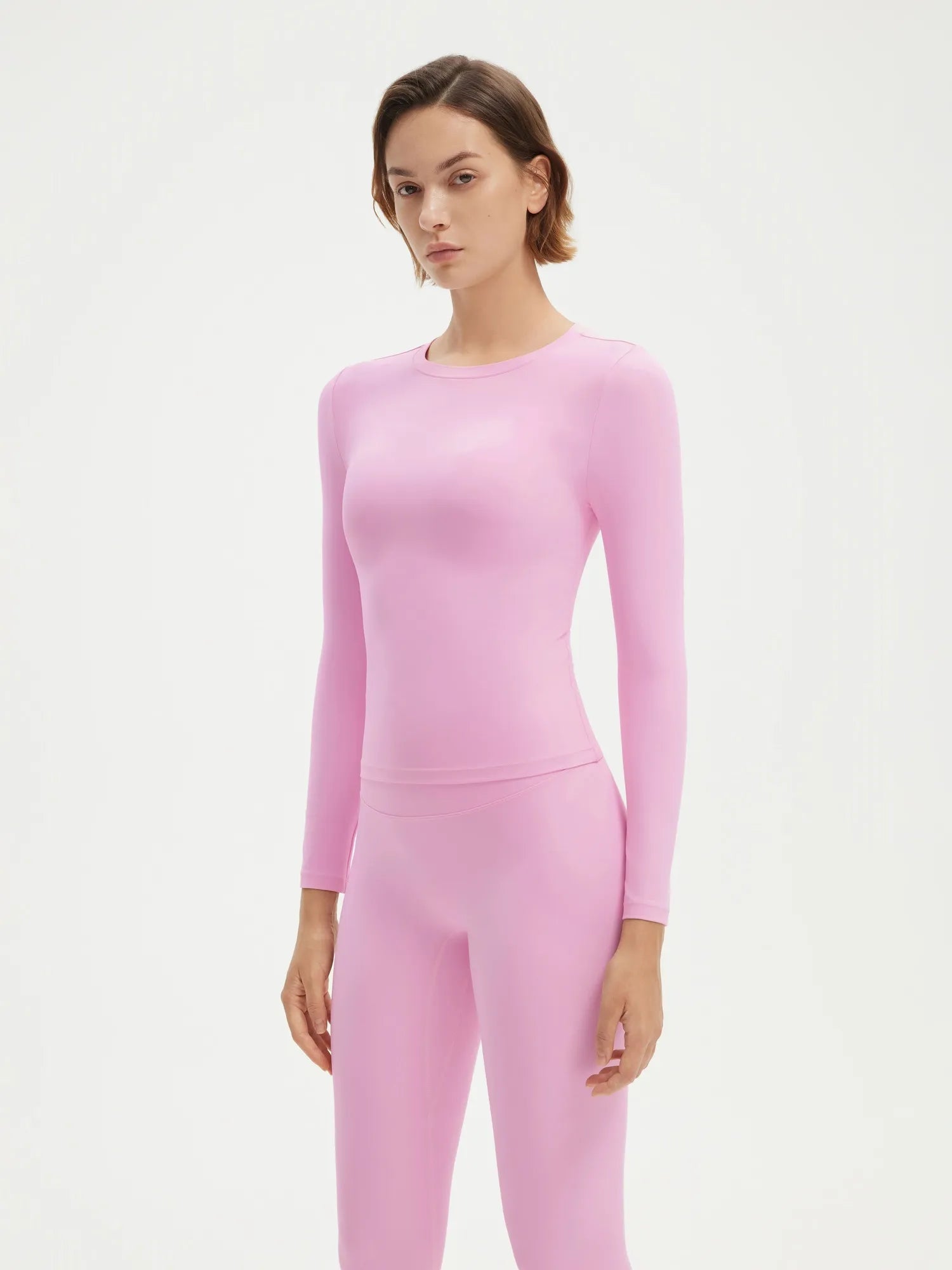 SUUKSESS Women 2 Piece Workout Set Tummy Control Legging Long Sleeve Workout Top-SUUKSESS-SUUKSESS