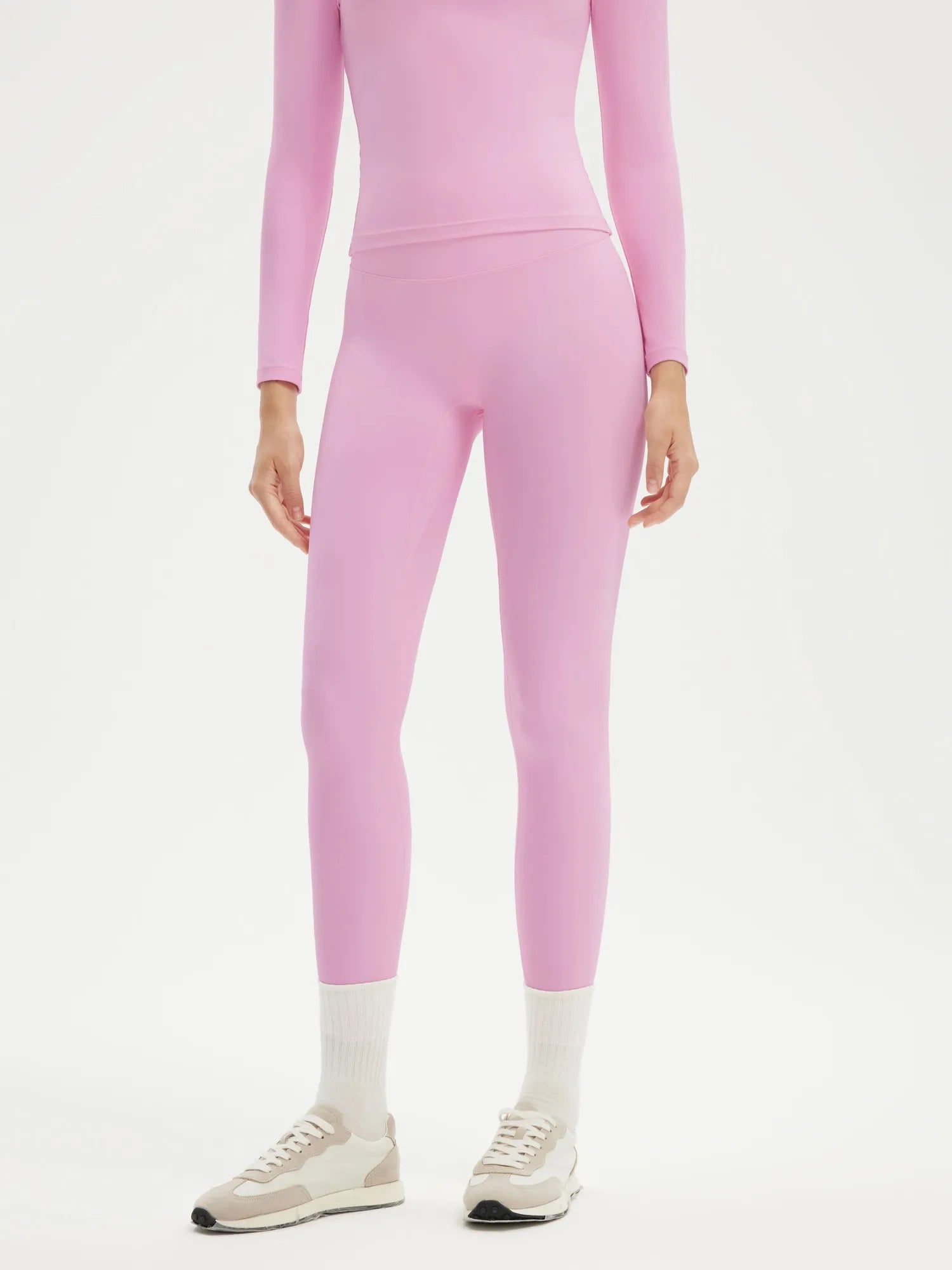 SUUKSESS Women 2 Piece Workout Set Tummy Control Legging Long Sleeve Workout Top-SUUKSESS-SUUKSESS