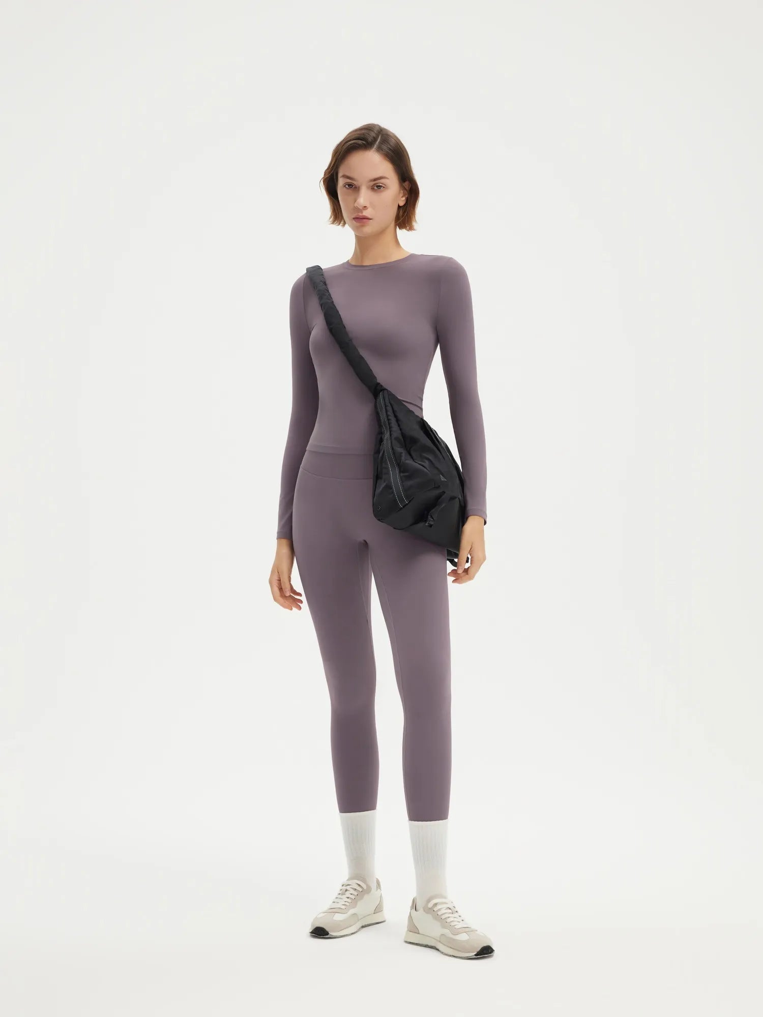 SUUKSESS Women 2 Piece Workout Set Tummy Control Legging Long Sleeve Workout Top-SUUKSESS-SUUKSESS