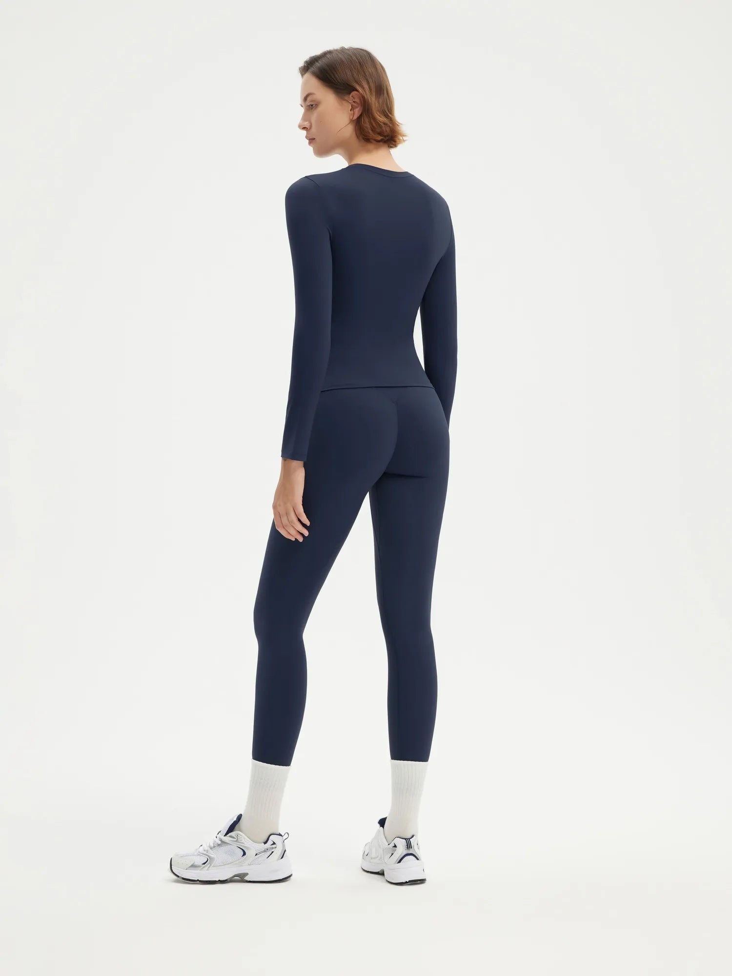 SUUKSESS Women 2 Piece Workout Set Tummy Control Legging Long Sleeve Workout Top-SUUKSESS-SUUKSESS