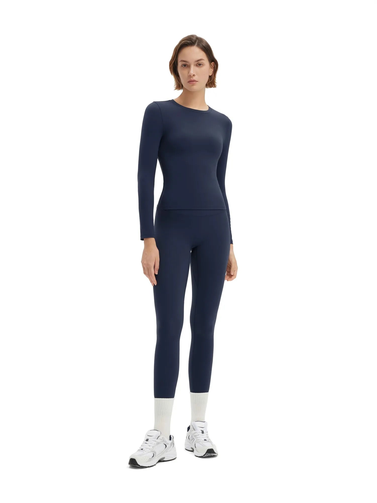SUUKSESS Women 2 Piece Workout Set Tummy Control Legging Long Sleeve Workout Top-SUUKSESS-SUUKSESS