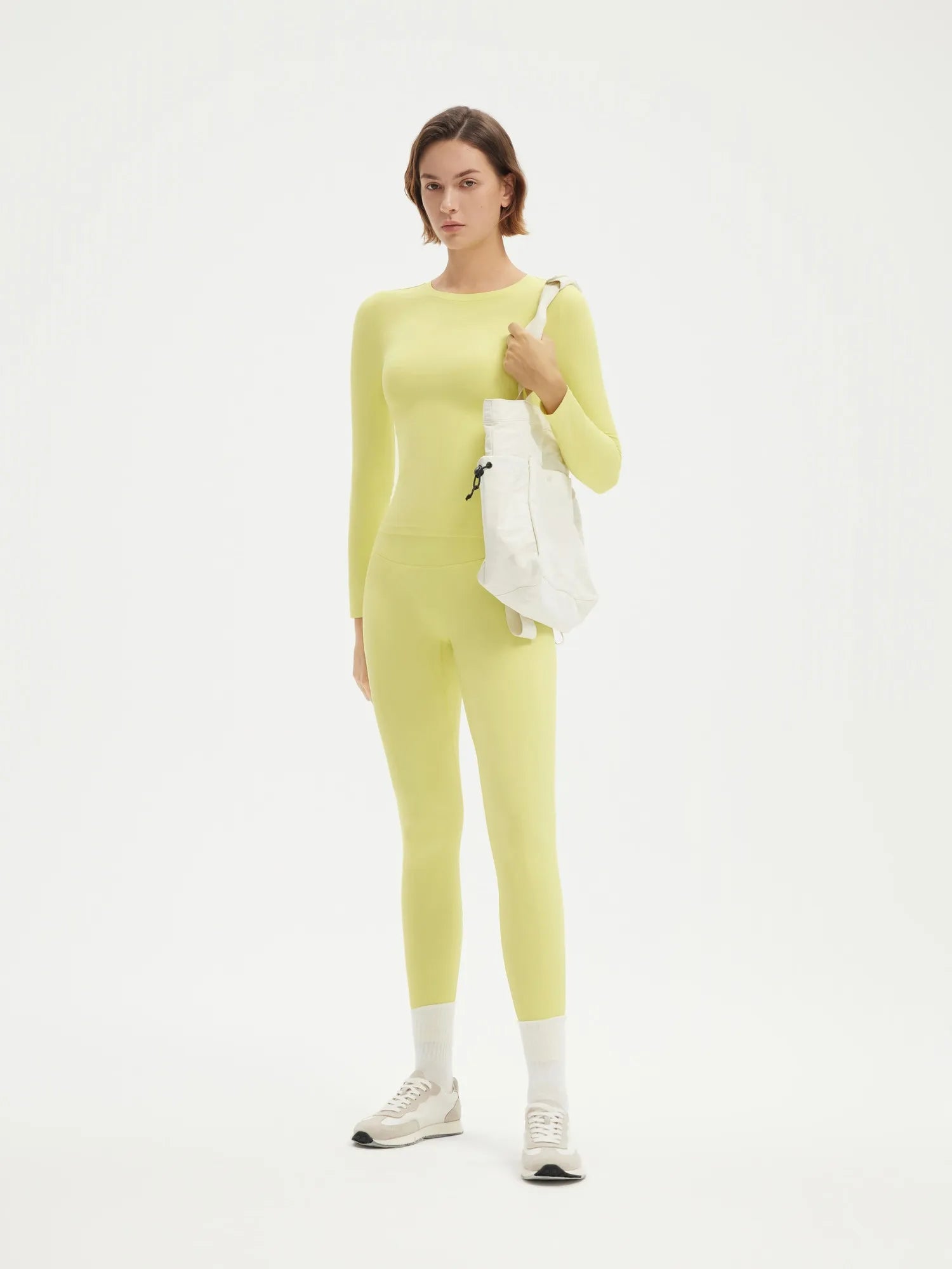 SUUKSESS Women 2 Piece Workout Set Tummy Control Legging Long Sleeve Workout Top-SUUKSESS-SUUKSESS