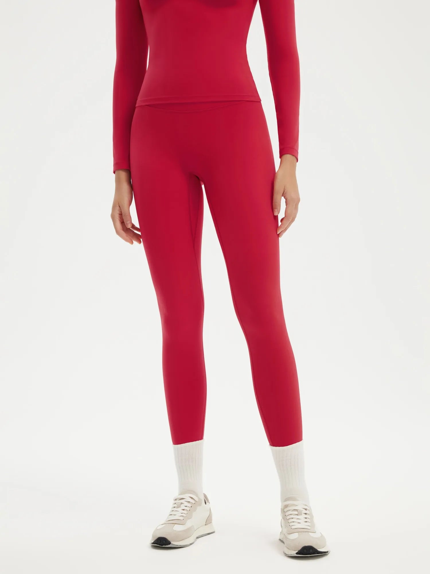 SUUKSESS Women 2 Piece Workout Set Tummy Control Legging Long Sleeve Workout Top-SUUKSESS-SUUKSESS