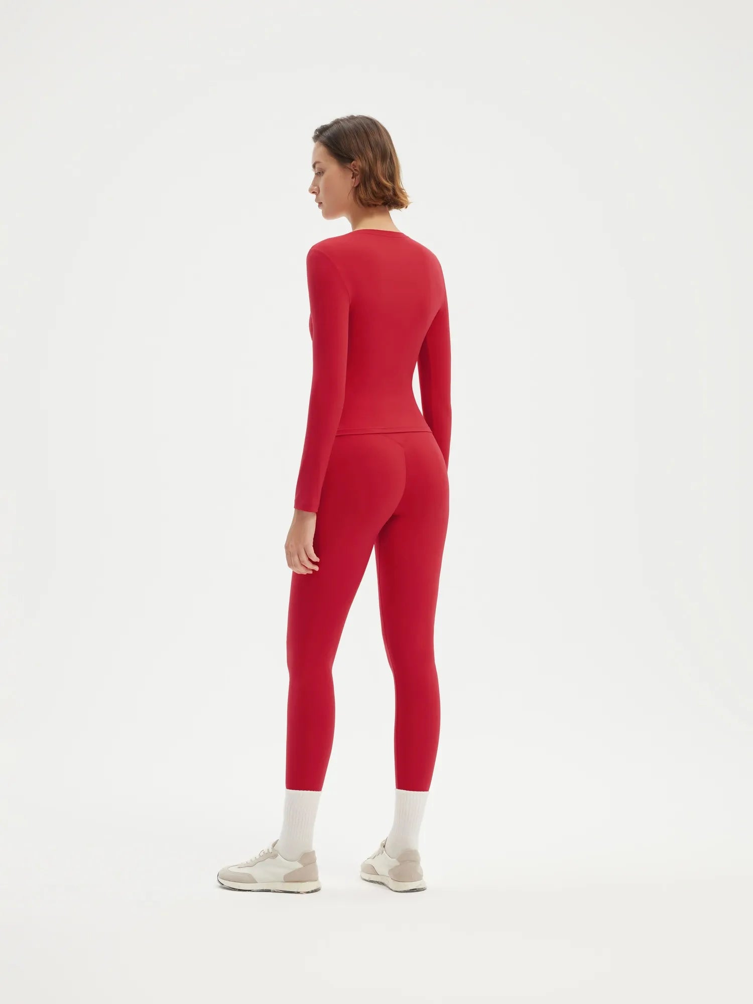 SUUKSESS Women 2 Piece Workout Set Tummy Control Legging Long Sleeve Workout Top-SUUKSESS-SUUKSESS