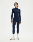 SUUKSESS Women 2 pieces Workout Sets BBL Full Zip Up Jacket High Waist Gym Leggings-SUUKSESS-Navy-XS-SUUKSESS