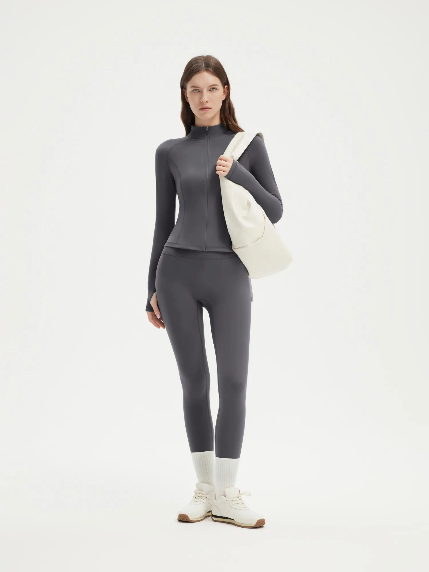 SUUKSESS Women 2 pieces Workout Sets BBL Full Zip Up Jacket High Waist Gym Leggings-SUUKSESS-SUUKSESS