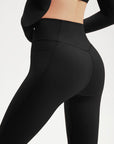 SUUKSESS Women 2 Piece Workout Sets Long Sleeve Twist Deep V Crop Padded Tops Yoga Leggings with Side Pockets-SUUKSESS-SUUKSESS