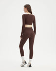SUUKSESS Women 2 Piece Workout Sets Long Sleeve Twist Deep V Crop Padded Tops Yoga Leggings with Side Pockets-SUUKSESS-SUUKSESS