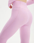 SUUKSESS Women 2 Piece Workout Sets Long Sleeve Twist Deep V Crop Padded Tops Yoga Leggings with Side Pockets-SUUKSESS-SUUKSESS