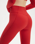 SUUKSESS Women 2 Piece Workout Sets Long Sleeve Twist Deep V Crop Padded Tops Yoga Leggings with Side Pockets-SUUKSESS-SUUKSESS