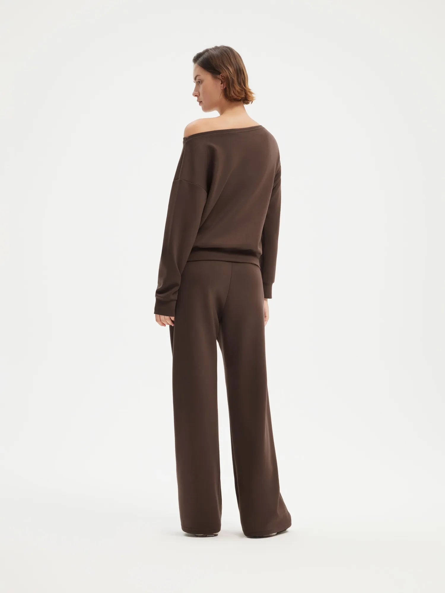 SUUKSESS Women 2 Piece Lounge Matching Set Off Shoulder Sweatshirt Wide Leg Sweatpant-SUUKSESS-SUUKSESS