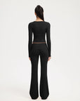 SUUKSESS Women 2 pieces Lounge Sets Long Sleeve V Neck Tops Fold Over Flare Leggings-SUUKSESS-SUUKSESS