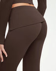 SUUKSESS Women 2 pieces Lounge Sets Long Sleeve V Neck Tops Fold Over Flare Leggings-SUUKSESS-SUUKSESS
