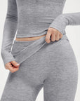SUUKSESS Women 2 pieces Lounge Sets Long Sleeve V Neck Tops Fold Over Flare Leggings-SUUKSESS-SUUKSESS